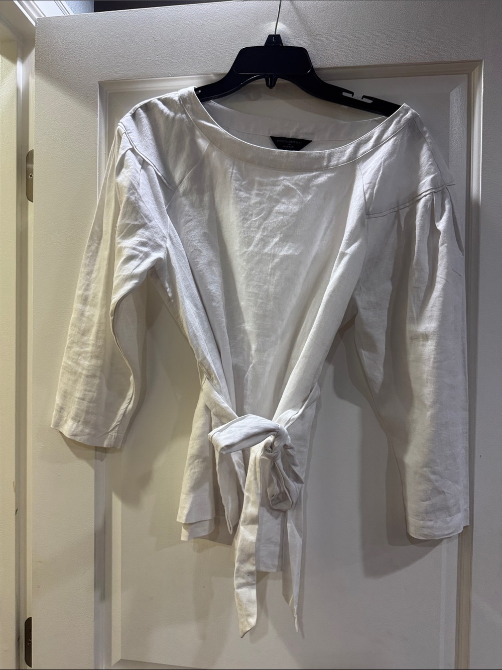 Banana Republic Linen White Tie-Front Women’s Top NWOT